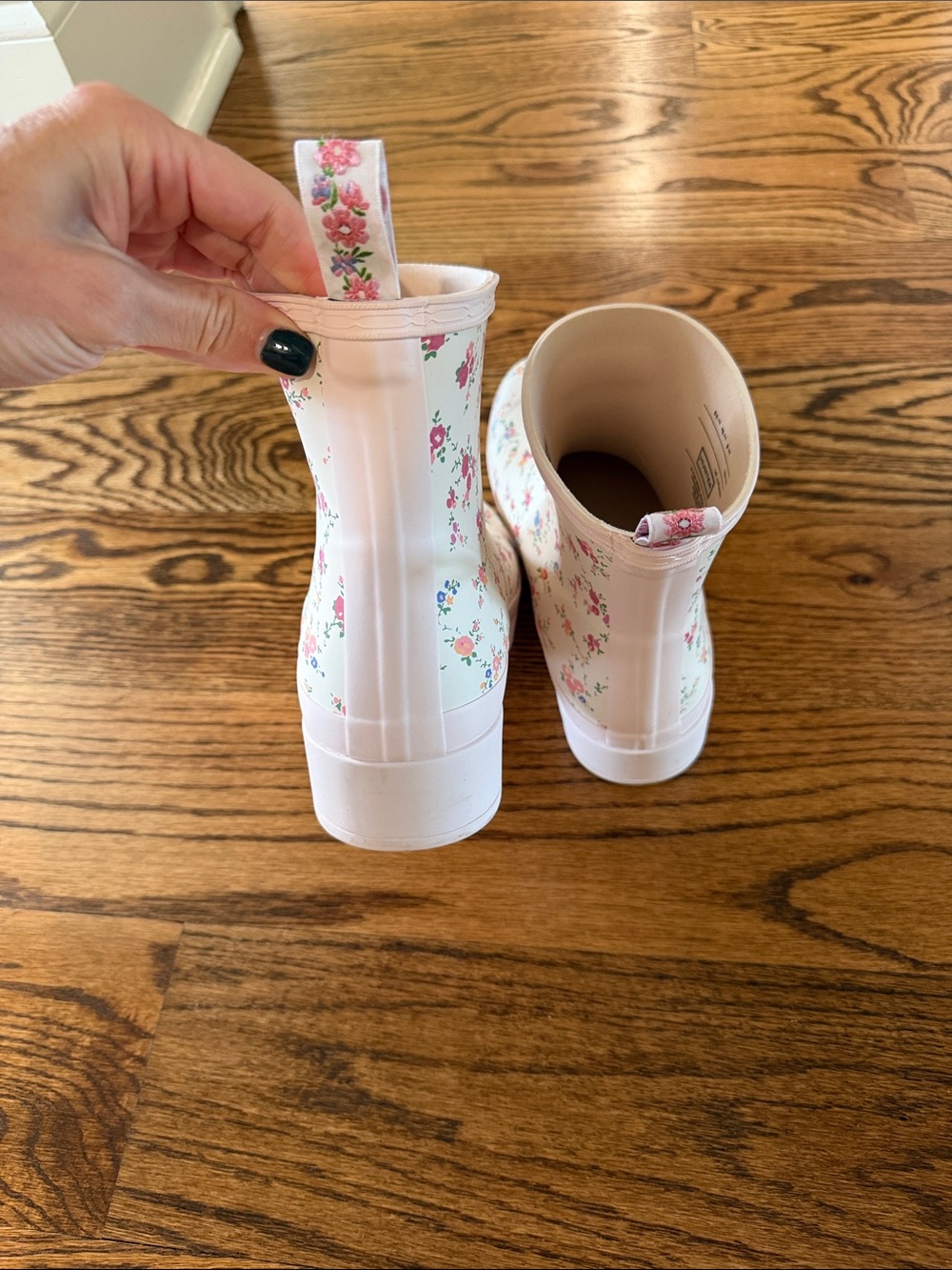 Hunter Kids Cream Floral Rain Boots with Pink and Blue Accents - Picture 4 of 4
